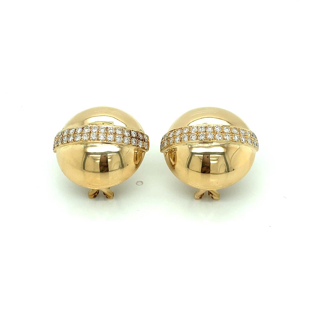 18K Yellow Gold Diamond Dome Earrings