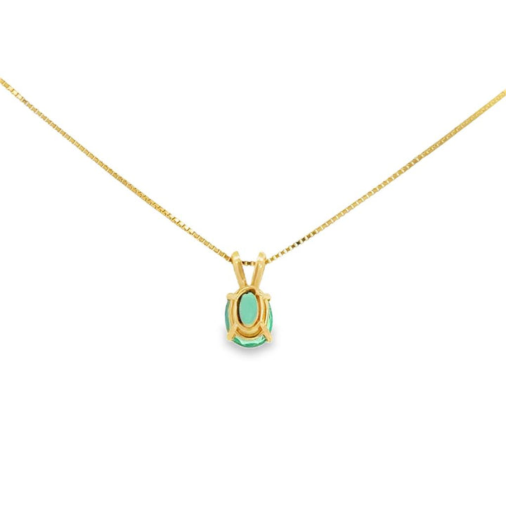 Oval Emerald 14K Yellow Gold Solitaire Pendant Necklace