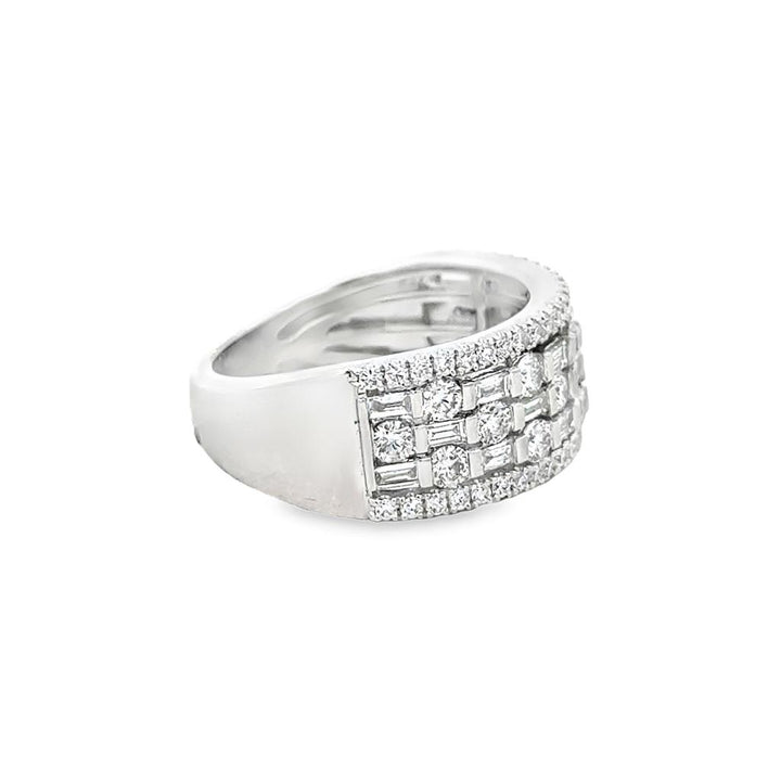 1.43 CTW Diamond Baguette and Round Wide Band Ring in 14K White Gold