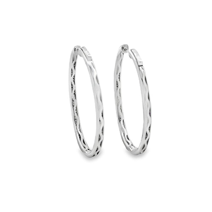 1.43 CTW Inside-Out Oval Diamond Hoop Earrings in 18K White Gold