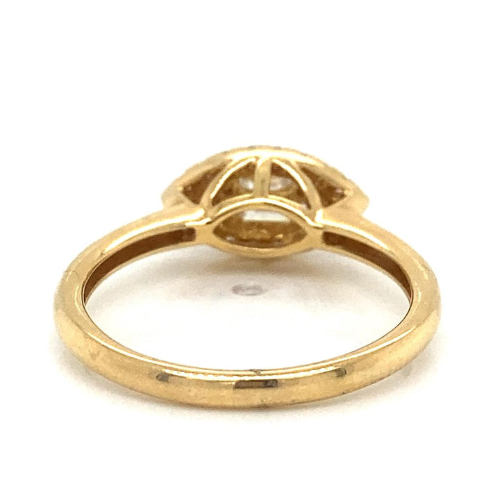 0.34 CTW Round and Baguette Diamonds 18K Yellow Gold Eye Design Ring