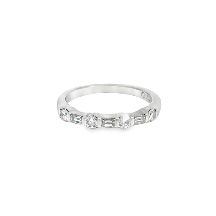 Pre-Owned Tiffany & Co. 0.35 CTW Diamond Platinum Baguette and Round Band Ring