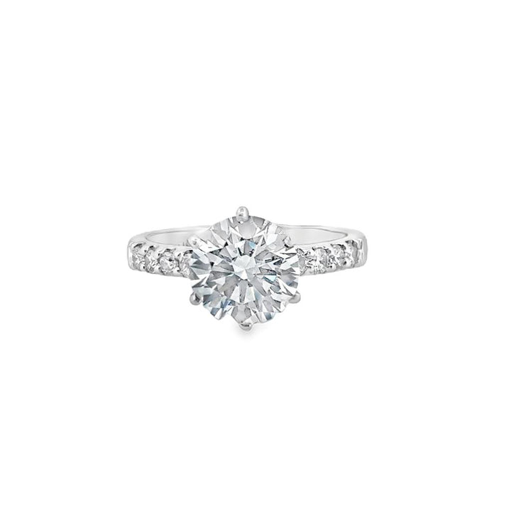 2.53 CT Lab Grown Diamond & Natural Diamond 18K White Gold Engagement Ring