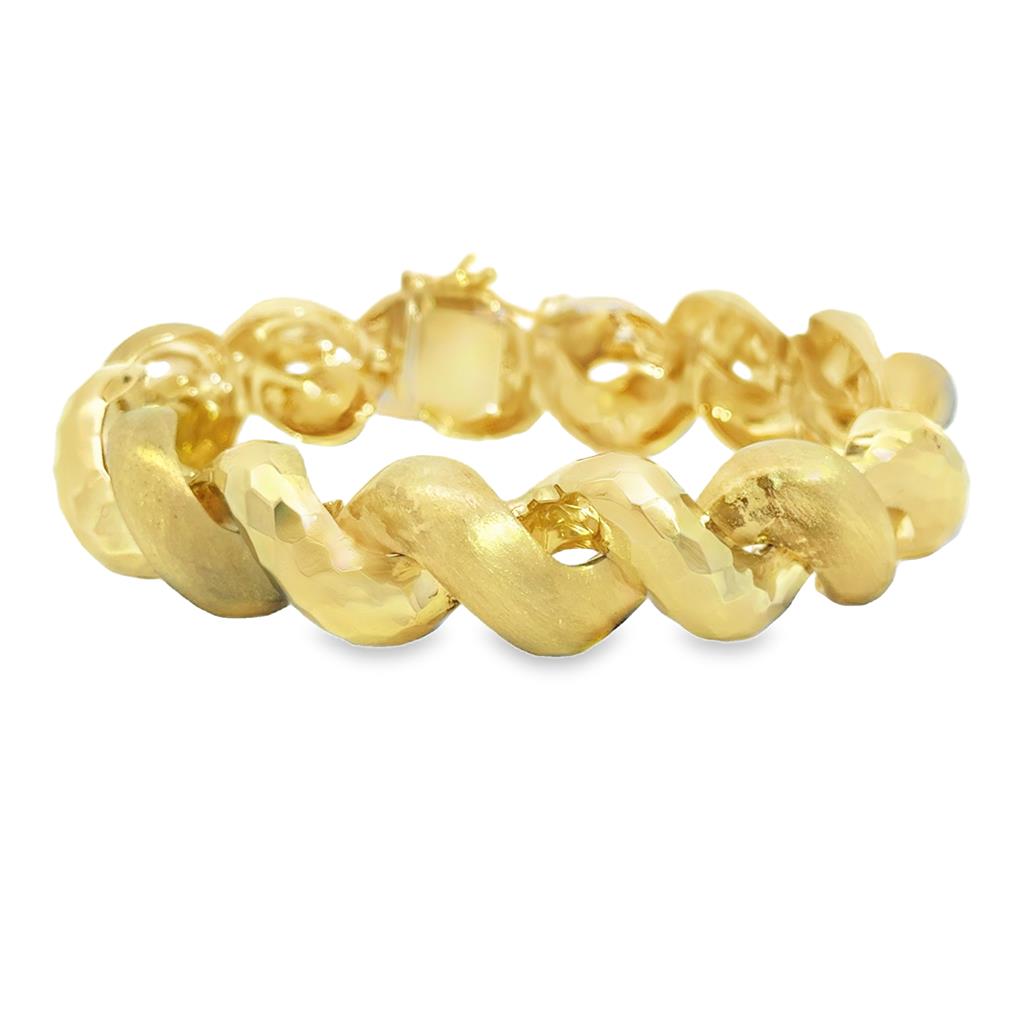 Sal Praschnik 14K Yellow Gold Multi-Texture Link Bracelet – 14.8mm