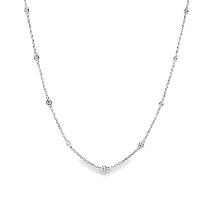 0.75 CTW Diamond by the Inch Chain Necklace in 14K White Gold – 18" Length