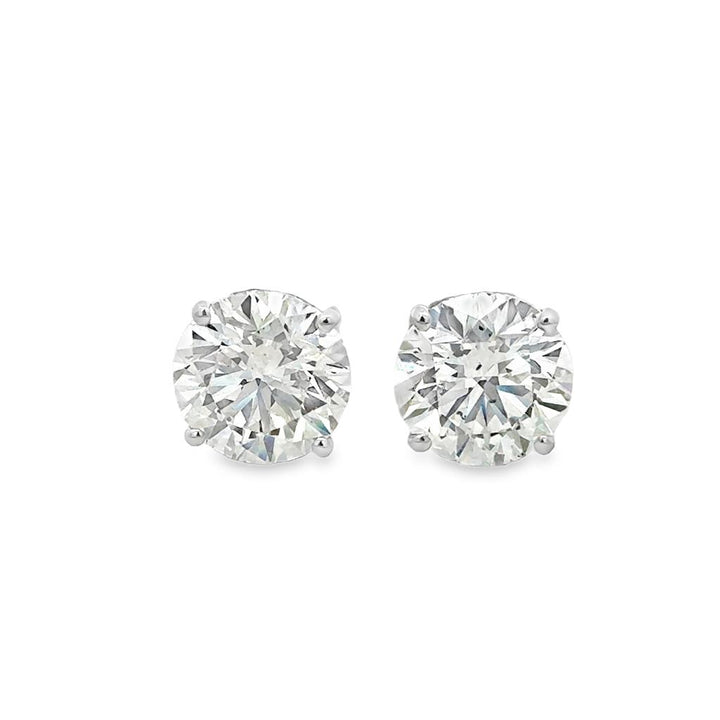 8.03 CTW Diamond Stud Earrings – 14K White Gold, GIA Certified, 4-Prong Martini Set