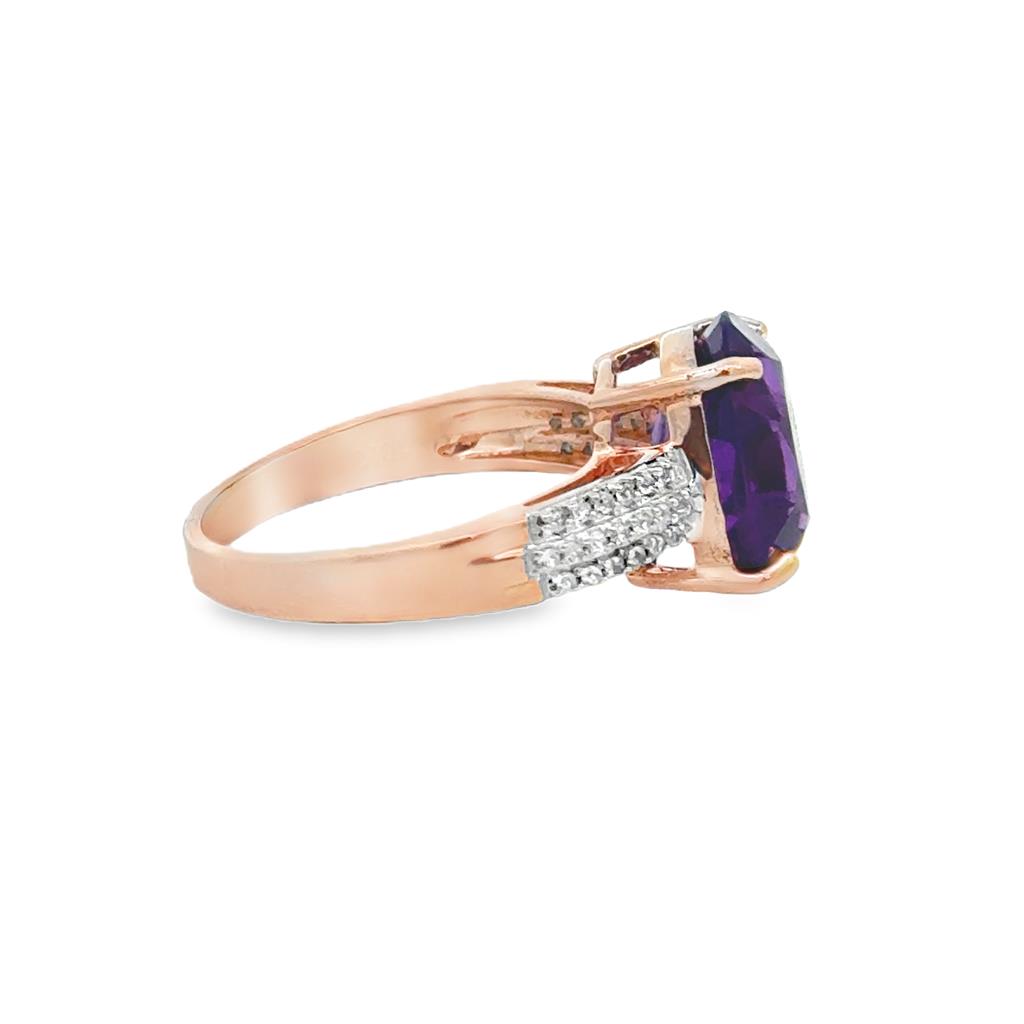 4.43 CT Amethyst & 0.15 CTW Diamond 10K Rose Gold Ring