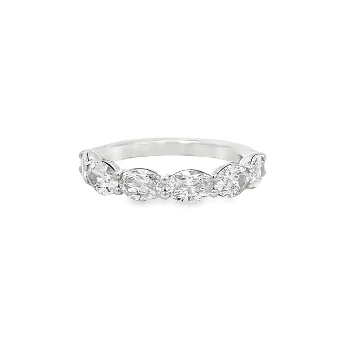 2.22 CTW Horizontal Oval Diamond 14K White Gold Band – 4mm
