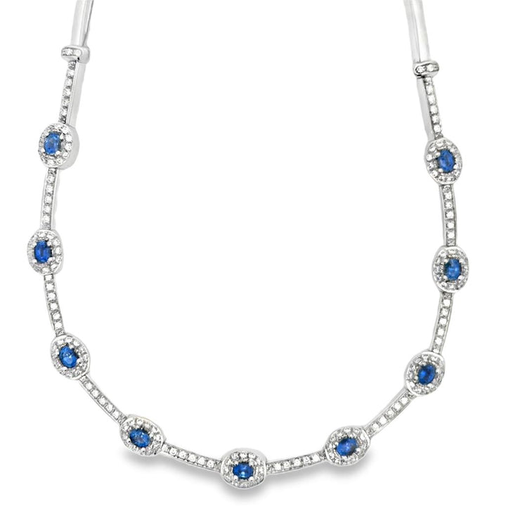 2.50 CTW Diamond & 2.00 CTW Sapphire 18K White Gold Necklace