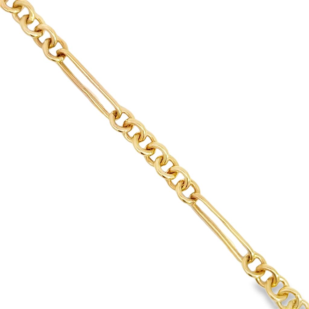 14K Yellow Gold Paperclip & Cable Chain Bracelet – 7 Inch