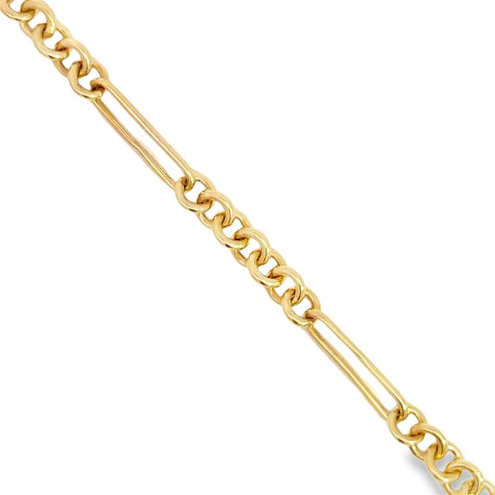 14K Yellow Gold Paperclip & Cable Chain Bracelet – 7 Inch