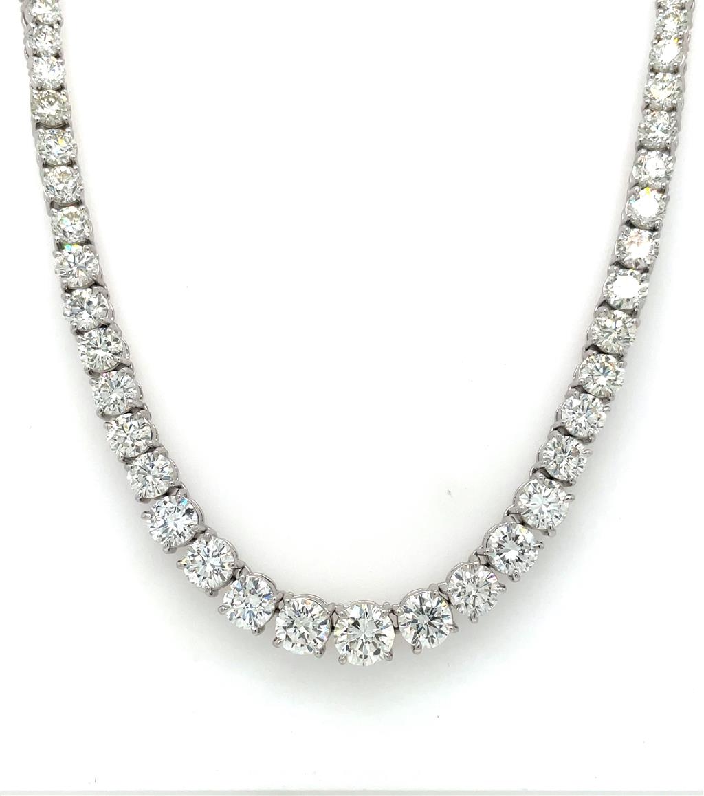 22.02 CTW Round Diamond Platinum Tennis Necklace