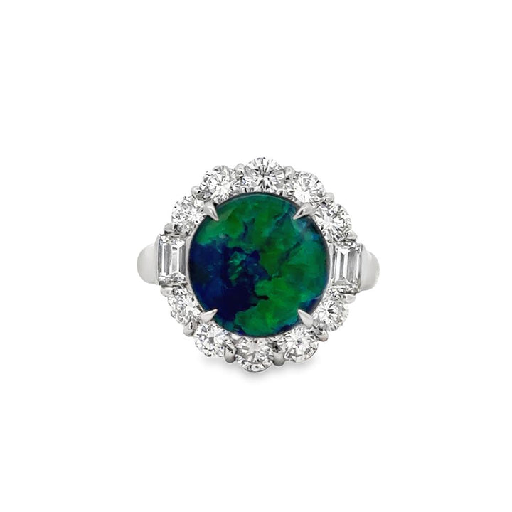 3.67 CT Black Australian Opal & 1.71 CTW Diamond Platinum Ring
