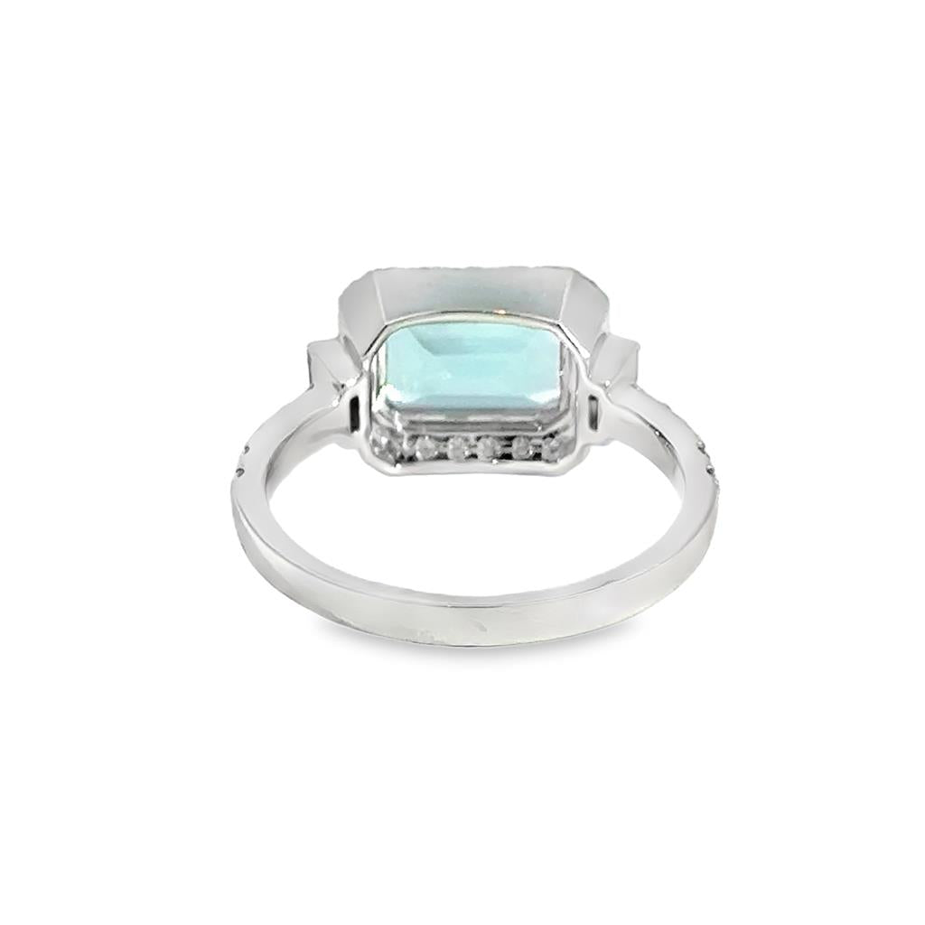 2.52 CT Sky Blue Topaz & 0.43 CTW Diamond 18K White Gold Halo Ring