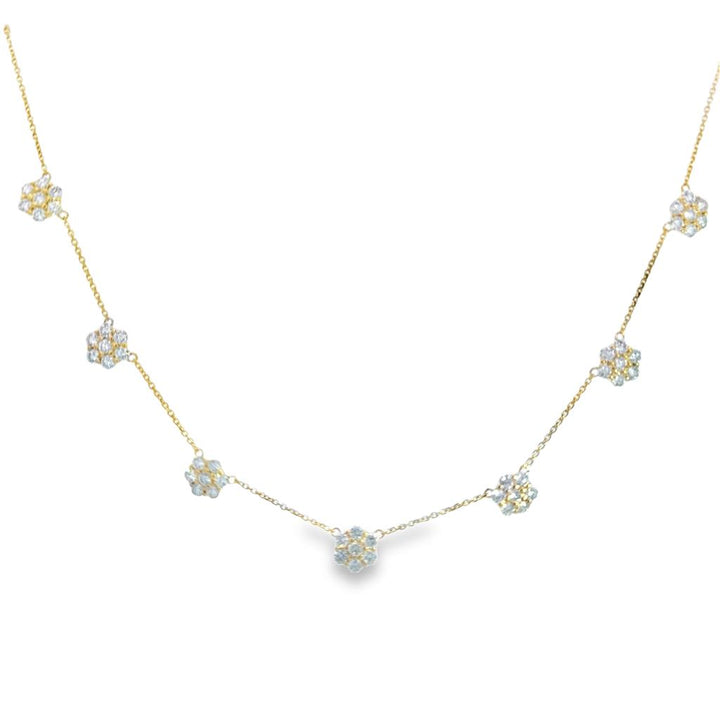 3.00 CTW Diamond Floral Station Necklace in 14K Yellow Gold