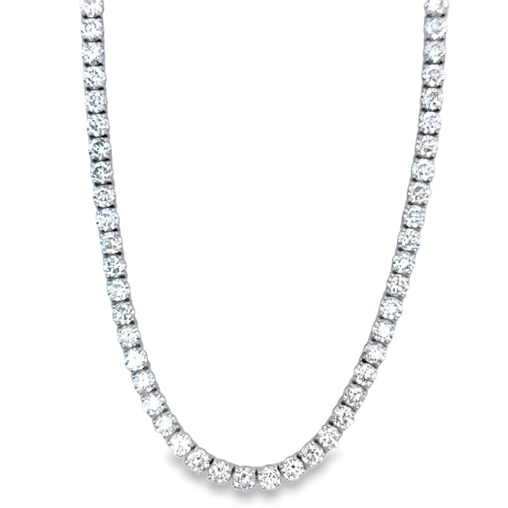 37.70 CTW Diamond 14K White Gold Tennis Necklace