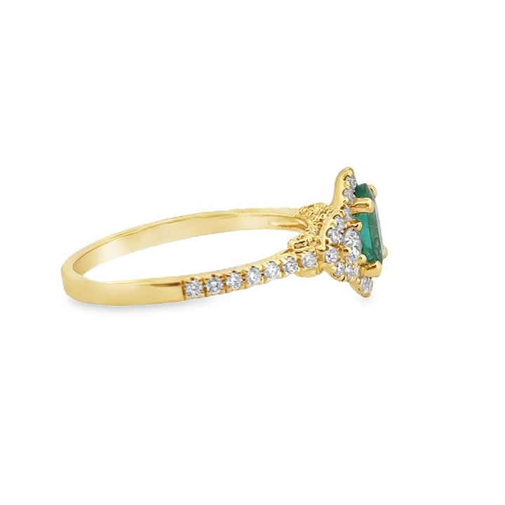 0.67 CT Oval Emerald & 0.41 CTW Diamond Ring in 14K Yellow Gold