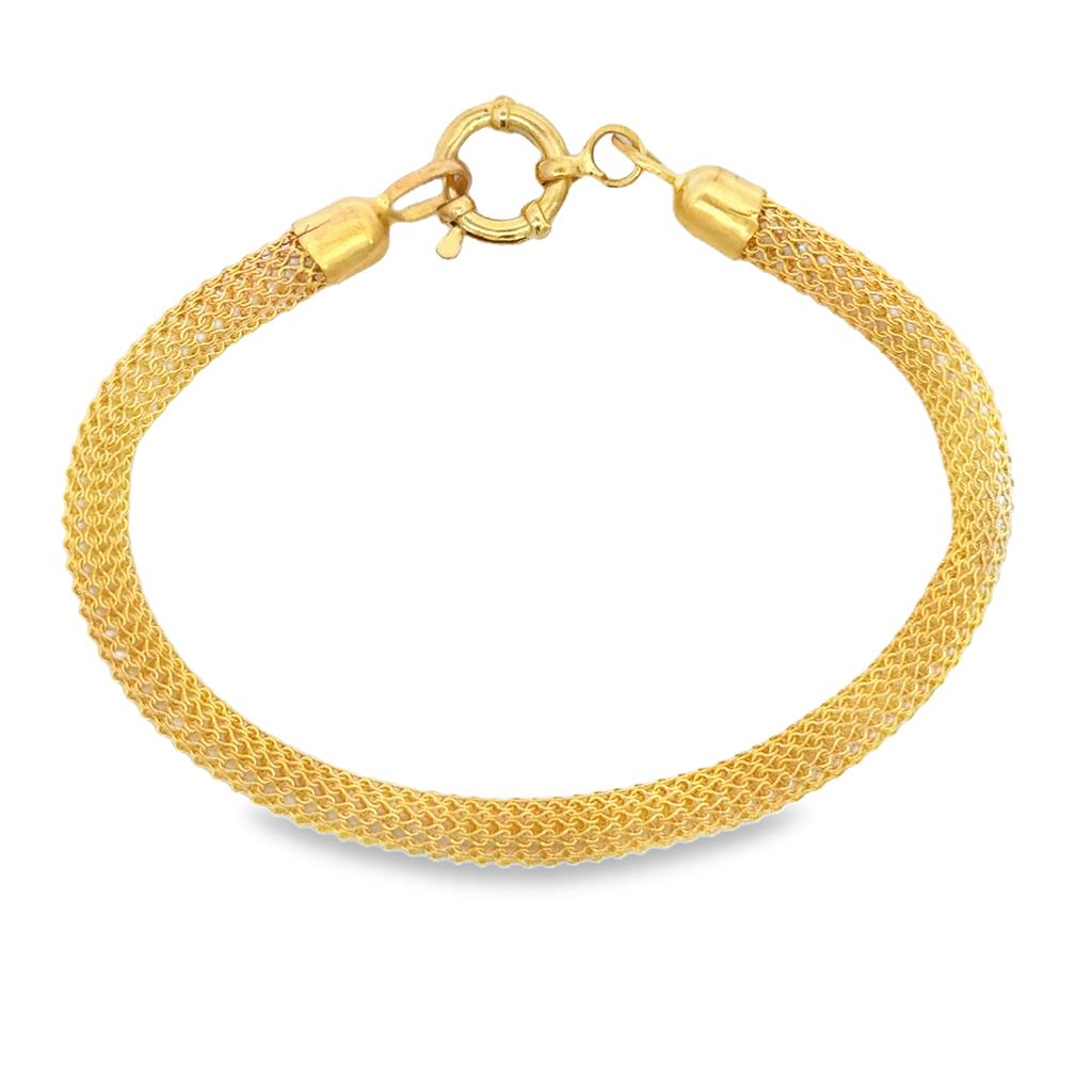 Pre-Owned 18K Yellow Gold Hollow Mesh Bracelet – 5mm, 7.5"