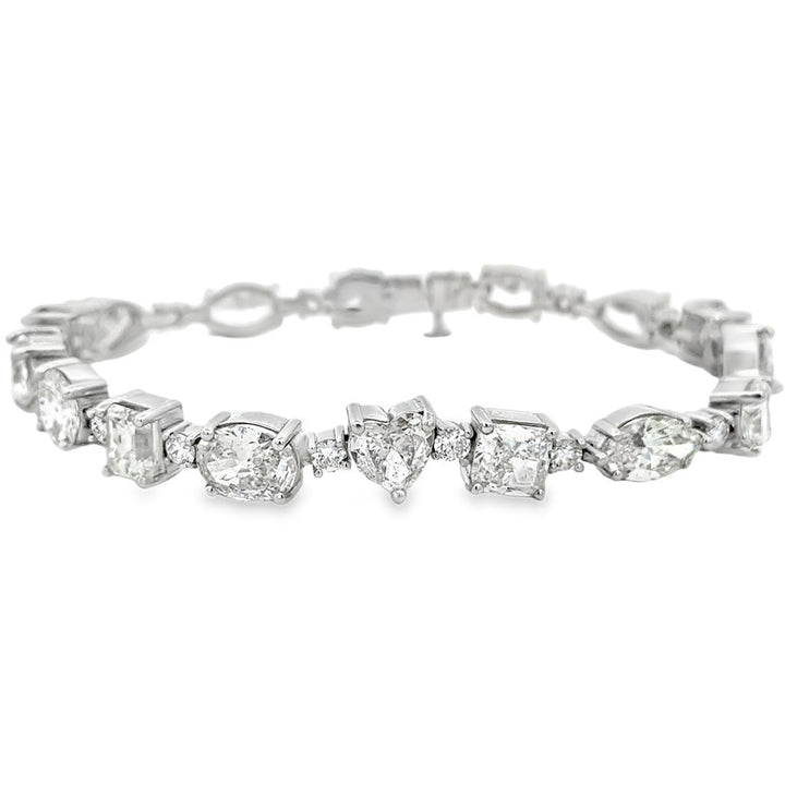 19.45 CTW Diamond Multi-Shape 18K White Gold Bracelet