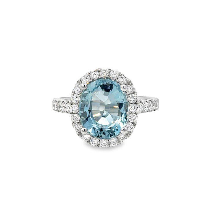 4.13 CT Aquamarine 0.69 CTW Diamond 18K White Gold Ring