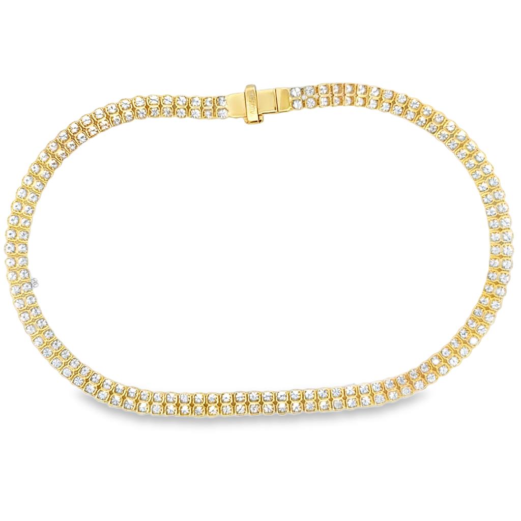 2.29 CTW Diamond Double Micro Tennis Bracelet in 18K Yellow Gold – 7 Inch, New