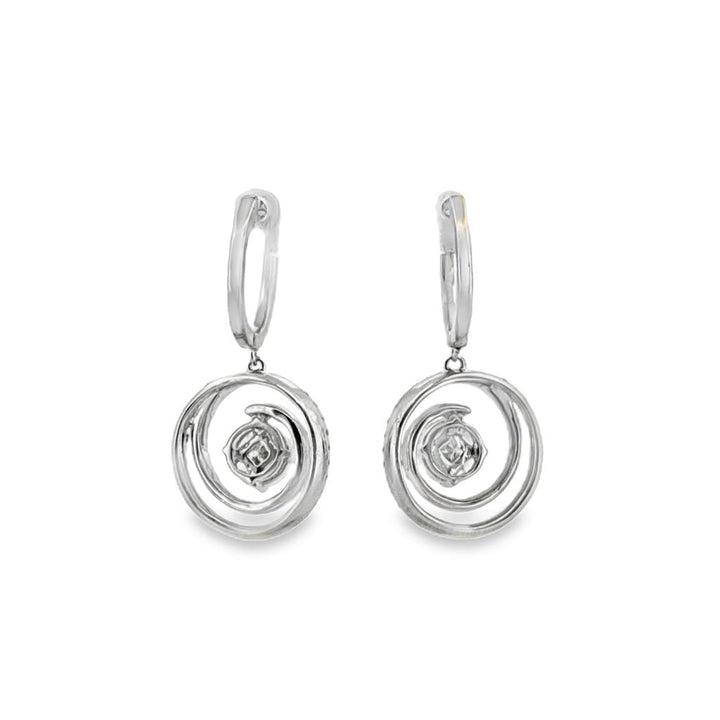 1.00 CTW Diamond Spiral Drop Earrings in 18K White Gold