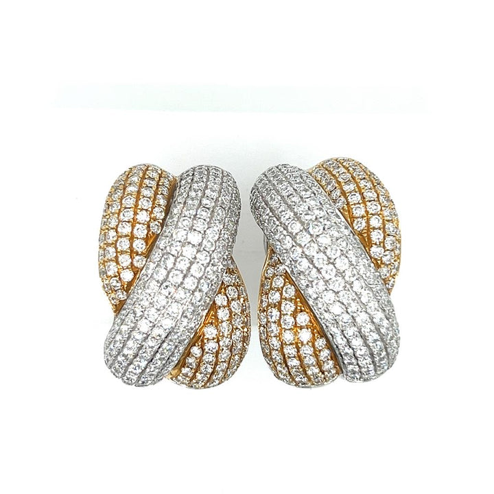 9.24 CTW Diamond 18K Two-Tone Crisscross Design Earrings