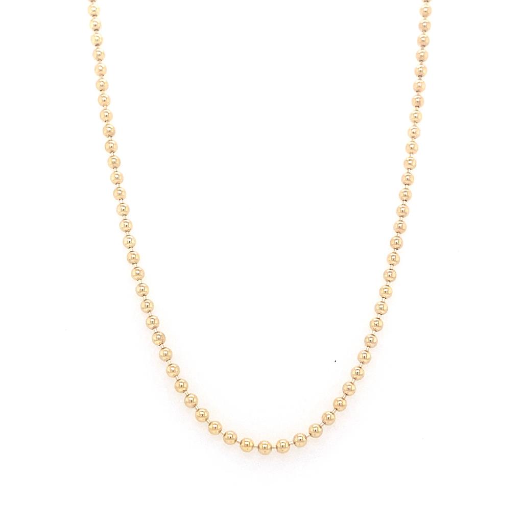 2mm Yellow Gold Beaded Chain Necklace
