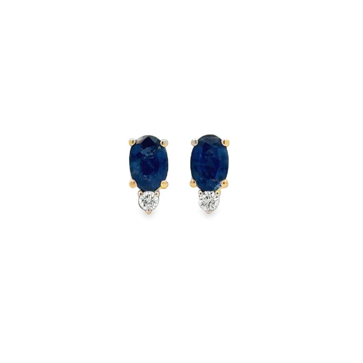 Sapphire and .08 CTW Diamond Earrings 14K Yellow Gold