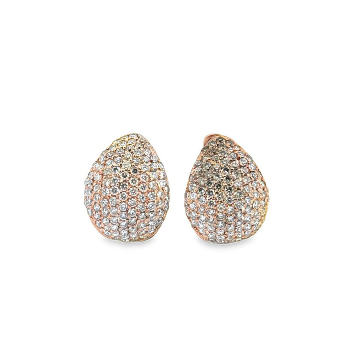 2.00 CTW Diamond Dome Earrings in 14K Rose Gold