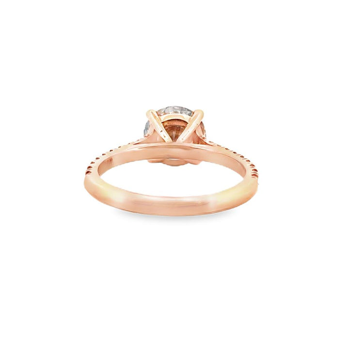 Classic Four Prong Micro Pavé Engagement Semi-Mount Solitaire Ring in 18K Gold