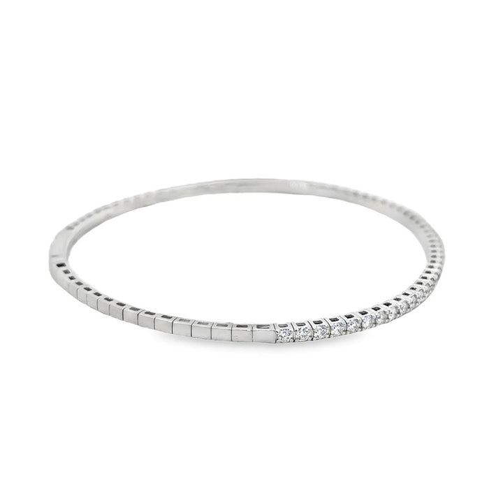 0.92 CTW Flexible Diamond Bangle Bracelet, 14K White Gold