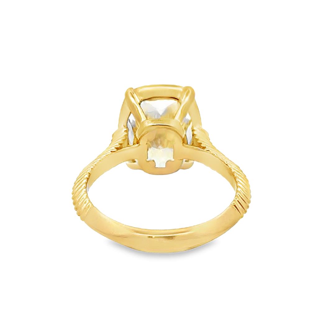 5.32 CT Diamond 18K Yellow Gold Elongated Cushion Cut Engagement Ring