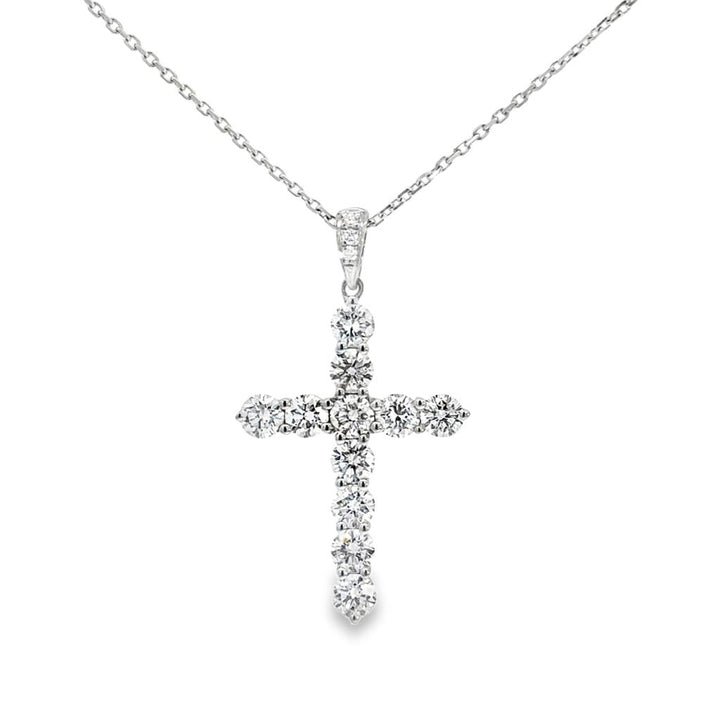1.43 CTW Diamond 18K White Gold Cross Pendant Necklace