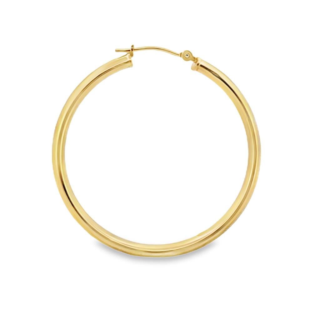 Large 14K Yellow Gold Hoop Earrings – 1.5" Hollow with 4.5mm Width