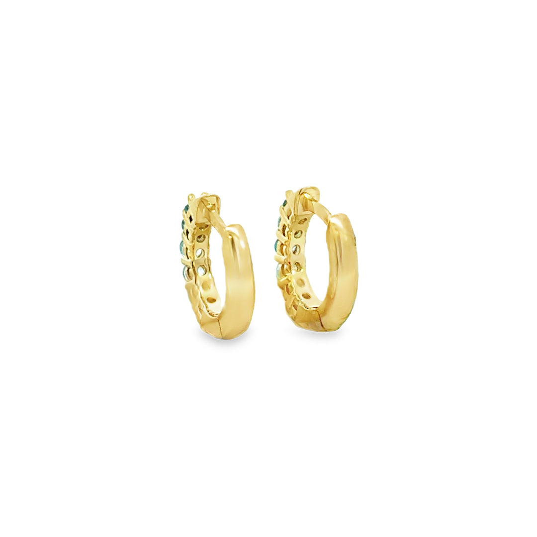 Blue Topaz 10K Yellow Gold 12mm Mini Hoop Earrings