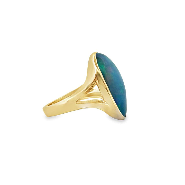 7.93 CT Ethiopian Opal 14K Yellow Gold Oval Statement Ring