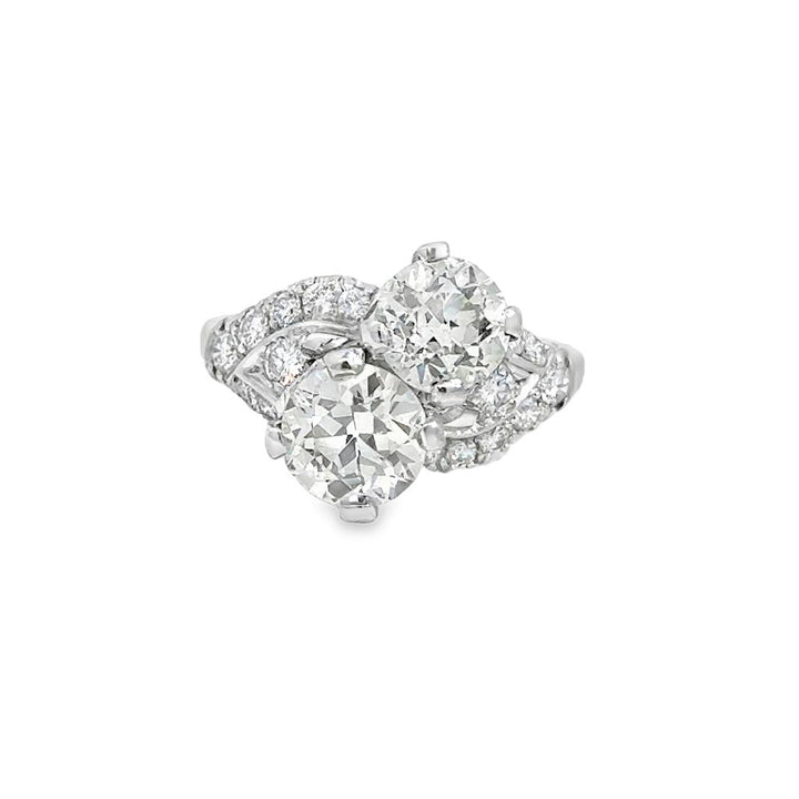 2.42 CTW Diamond 1920's Two-Stone Ring in Platinum
