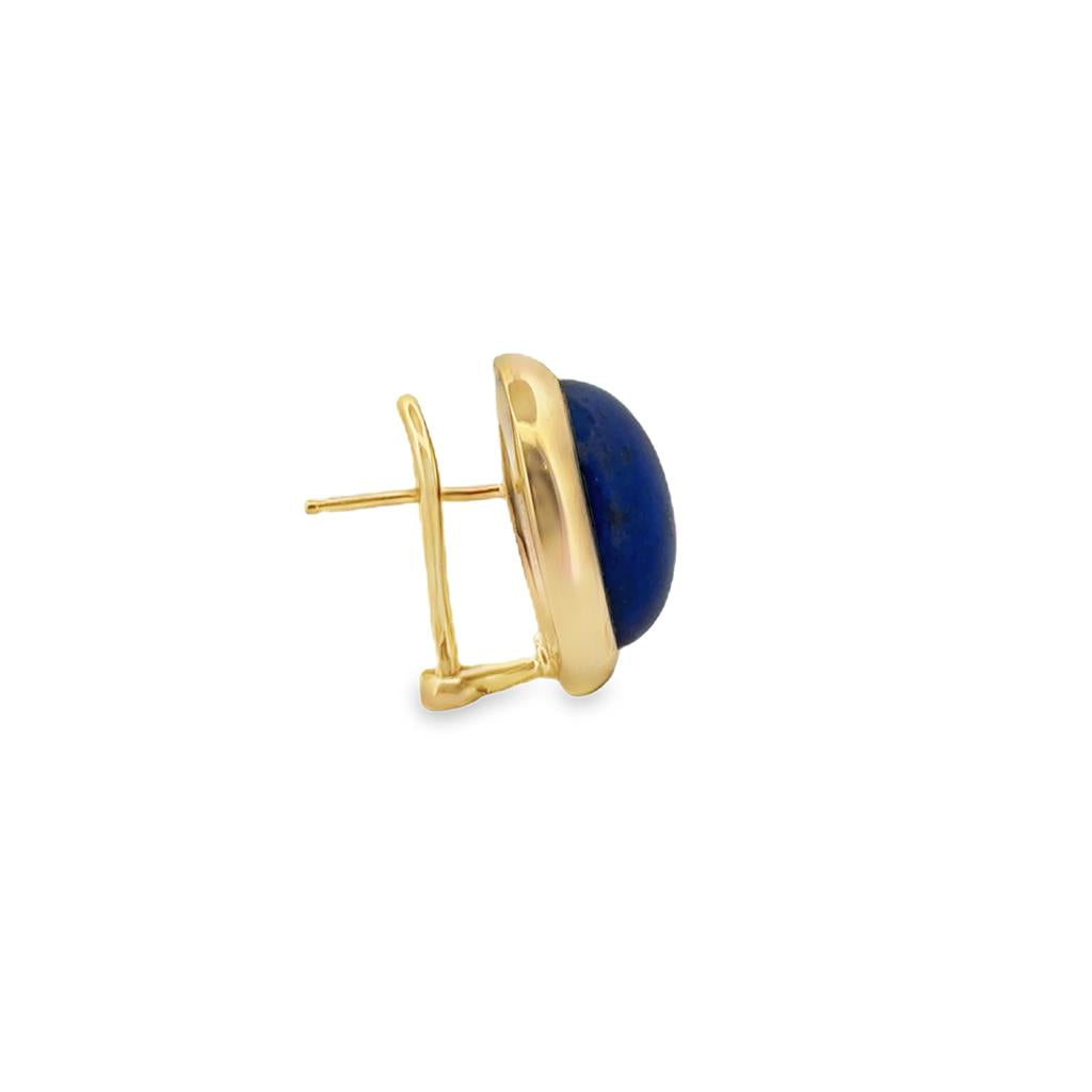 Lapis 14K Yellow Gold Stud Earrings – 18.5mm with Leverback Closure