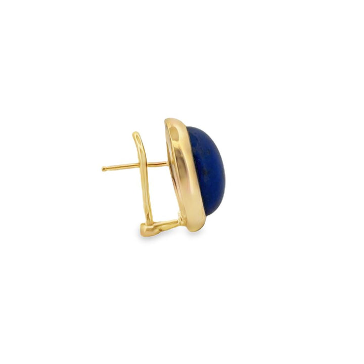 Lapis 14K Yellow Gold Stud Earrings – 18.5mm with Leverback Closure