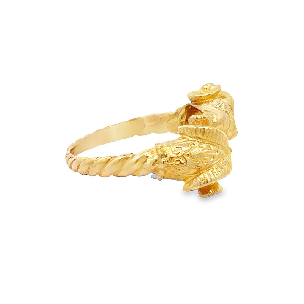 14K Yellow Gold Ram Head Ring
