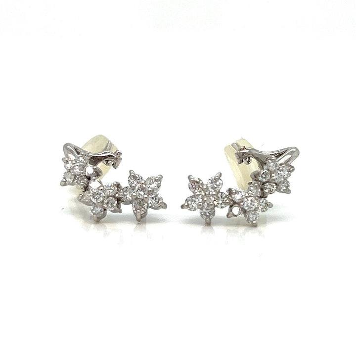 0.40 CTW Diamonds Platinum Floral Trio Stud Earrings