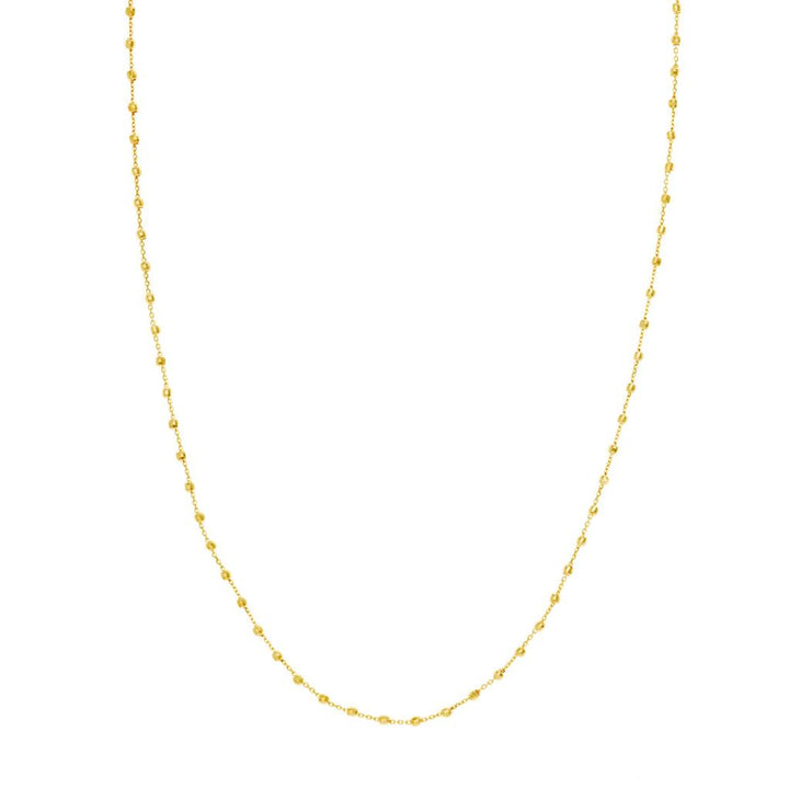 14K Yellow Gold Cable Chain Diamond Cut Bead Stations, 18"