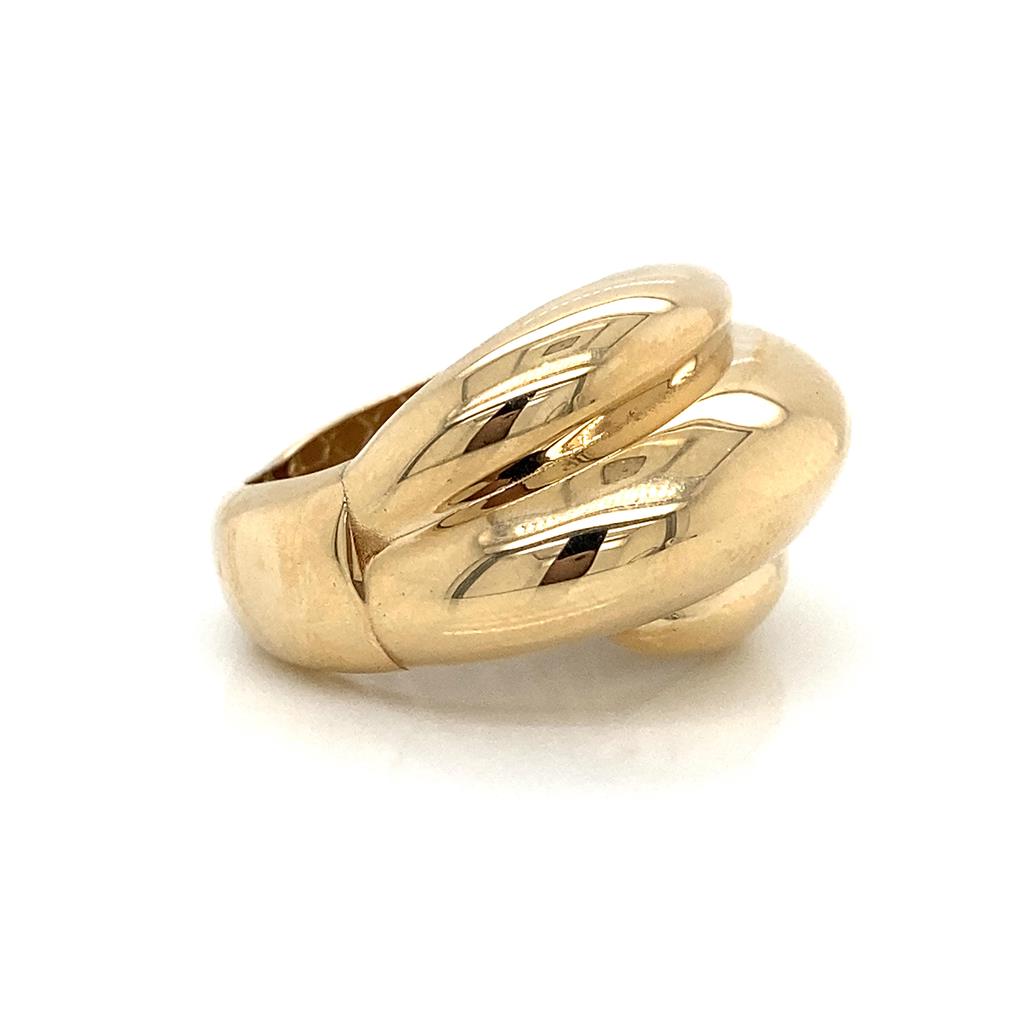 Enigmatic 14K Yellow Gold Swirl Dome Ring - Size 7