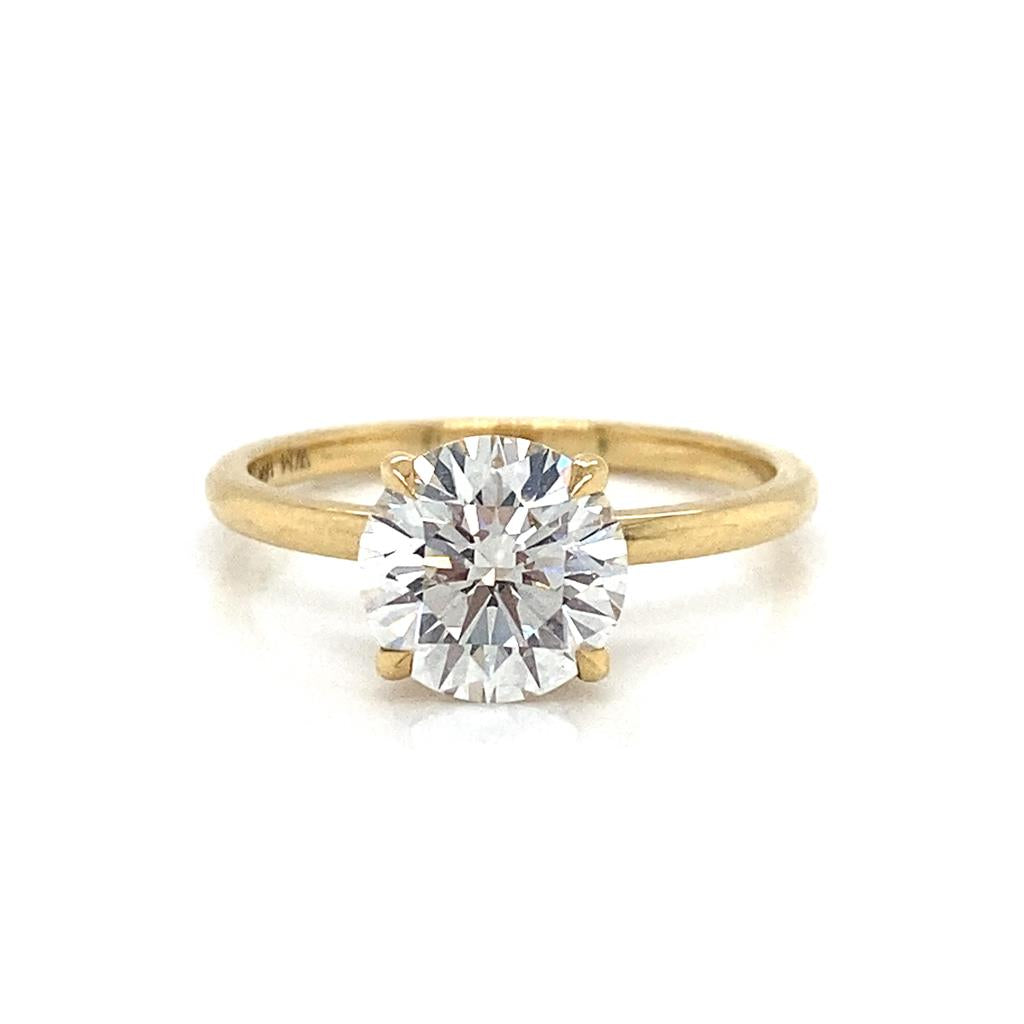 Classic Four Prong Semi-Mount Solitaire Diamond 18K Yellow Gold Engagement Ring