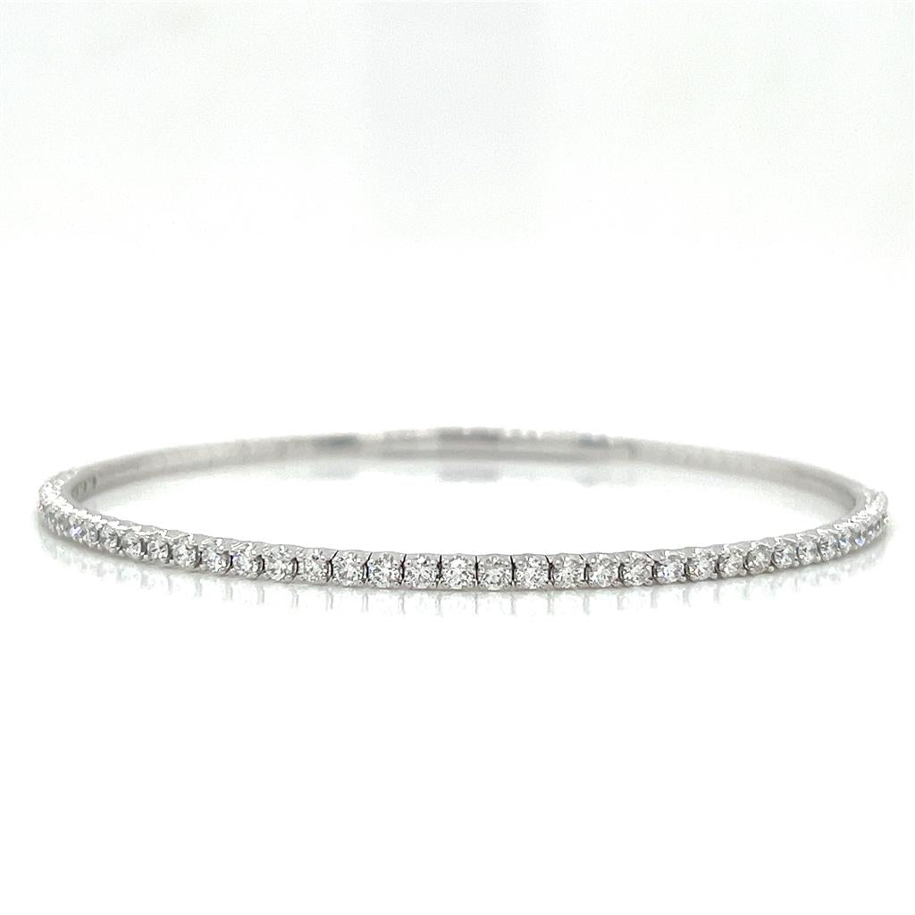 1.04 CTW Diamond Pave Bangle in 14K White Gold Bracelet