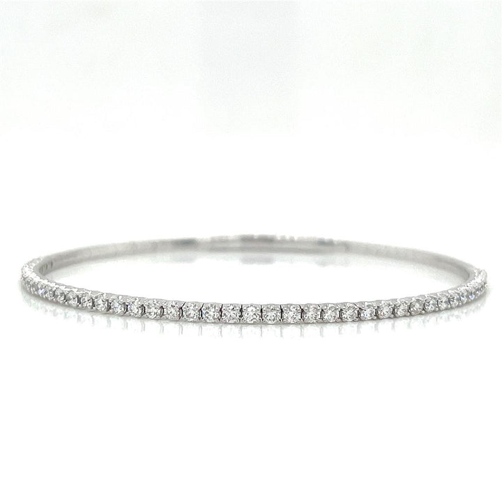 1.04 CTW Diamond Pave Bangle in 14K White Gold Bracelet