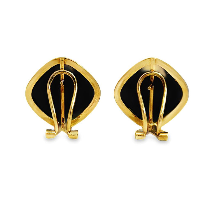 Onyx 14K Yellow Gold 17MM Leverback Earrings