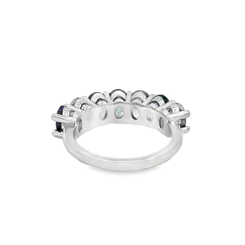 14K White Gold Multi-Color Sapphire Ring