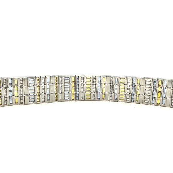 Robert Procop 19.31 CTW Blue & Yellow Mix Cut Sapphires and 6.39 CTW Mix Cut Diamonds Platinum Bracelet